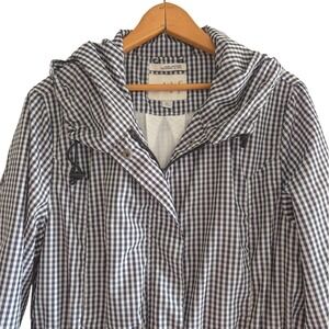 A New Day Gingham Rain Jacket Womens XL Black White Water Resistant Raincoat